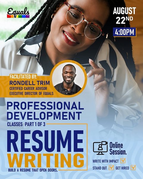 Event poster for Professional Development: Resume Writing