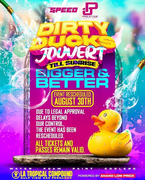 Event poster for Dirty Ducks Jouvert