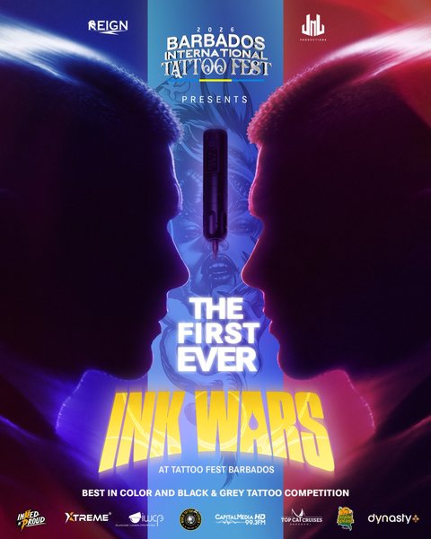 Event poster for Ink Wars at Tattoo Fest Barbados 2026