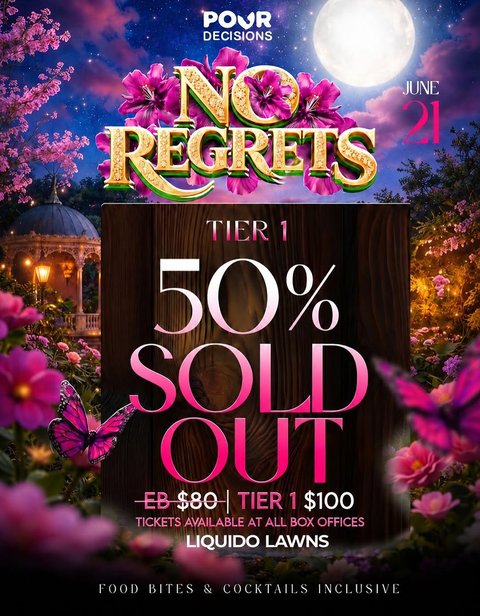 Event poster for Pour Decisions: No Regrets