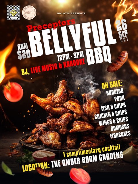Event poster for Preceptors Bellyful BBQ