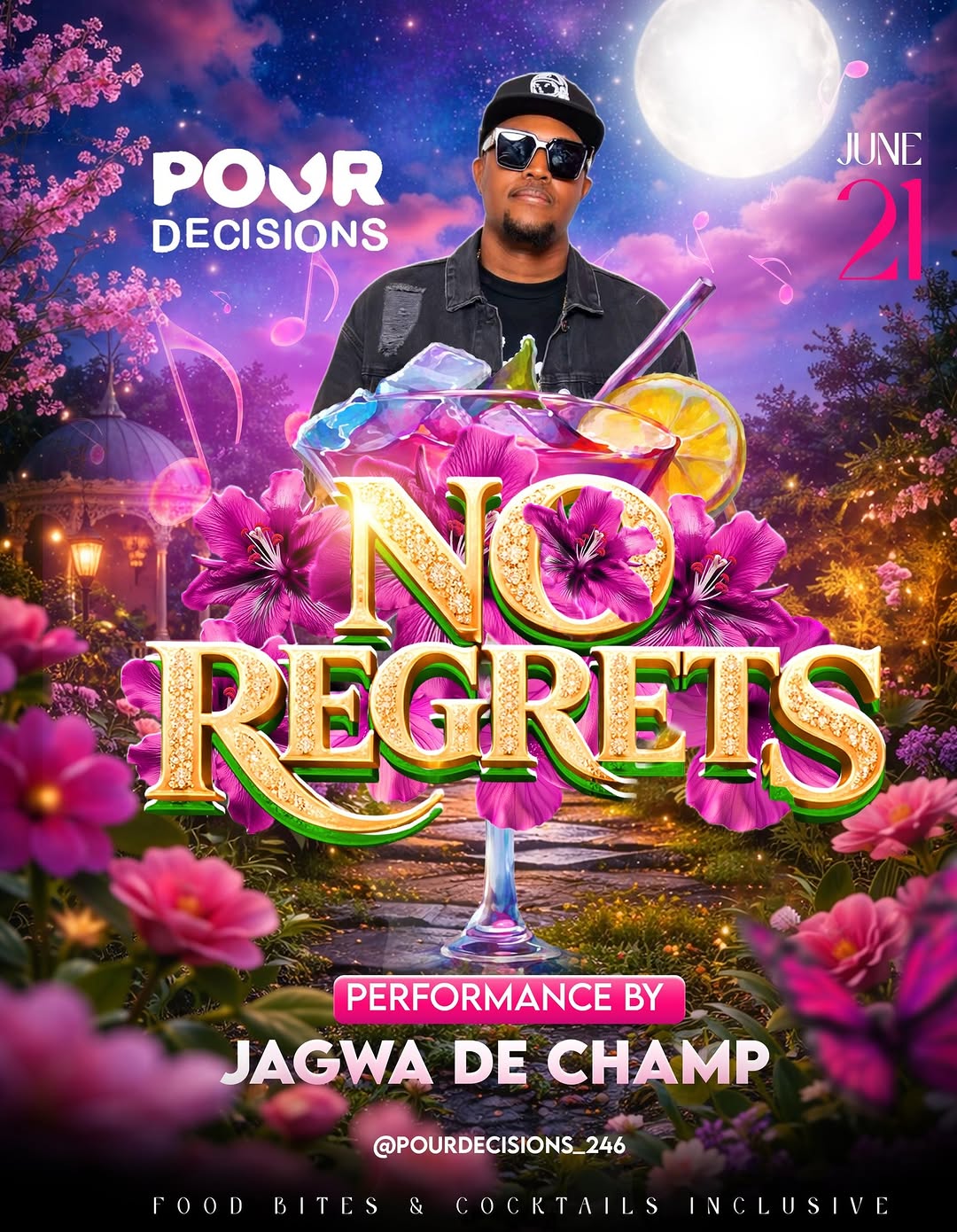 Event poster for Pour Decisions: No Regrets