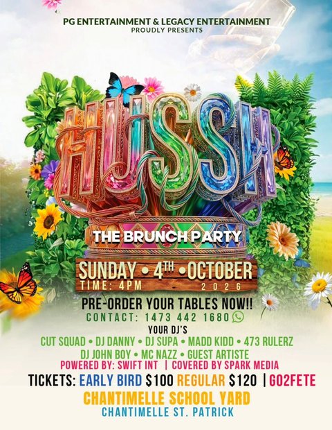 Event poster for HUSSH The Brunch Party