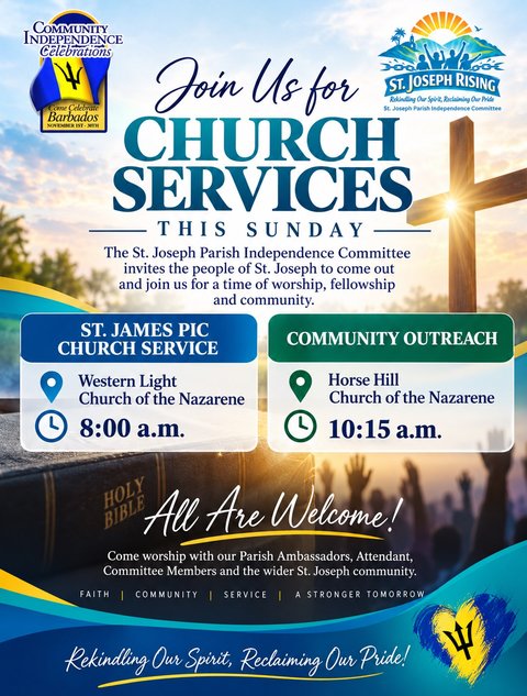 Event poster for Community Independence Celebrations Church Services