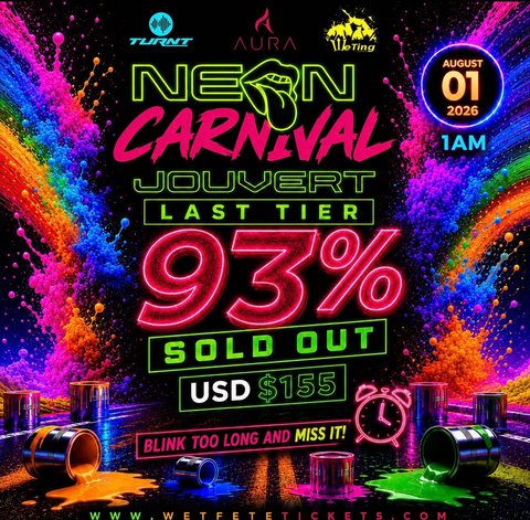 Event poster for Neon Carnival Jouvert Last Tier