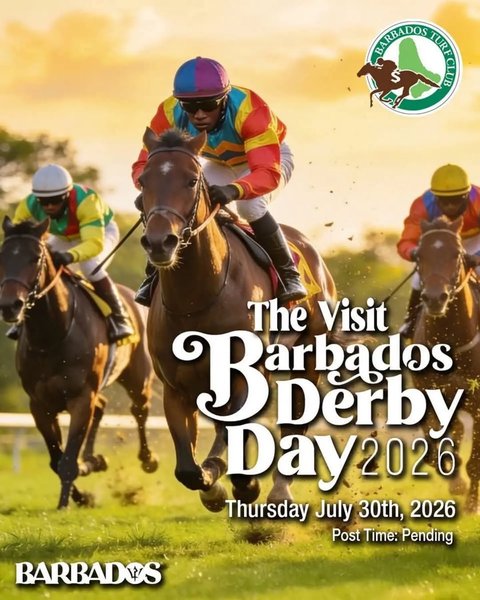 Event poster for The Visit Barbados Derby Day 2026