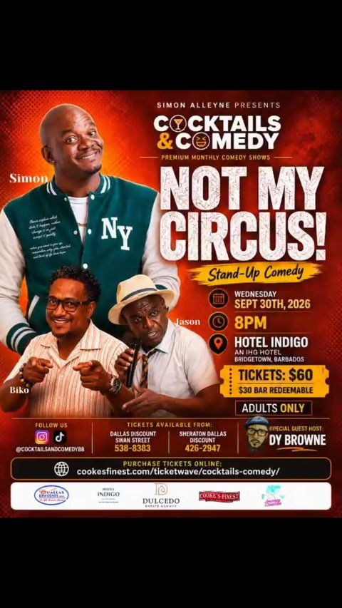 Event poster for Cocktails & Comedy: Not My Circus