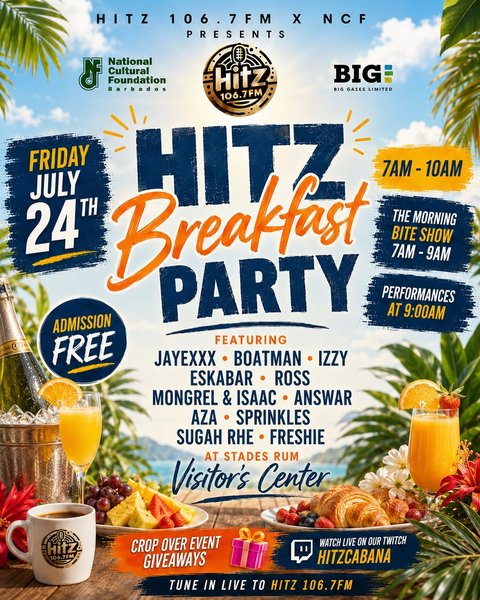 Event poster for Hitz Breakfast Party