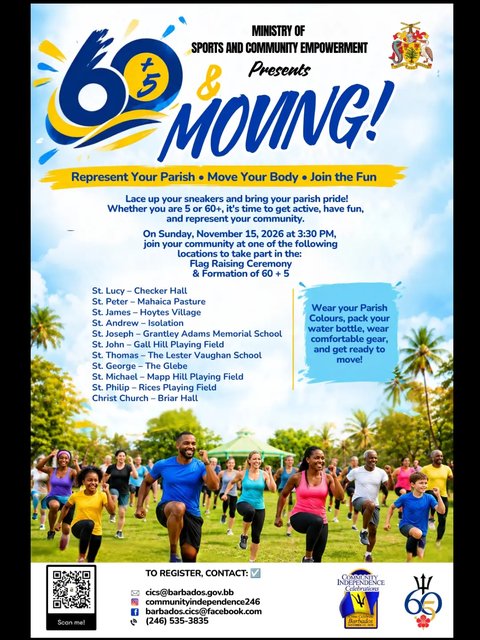 Event poster for 60+5 and Moving!