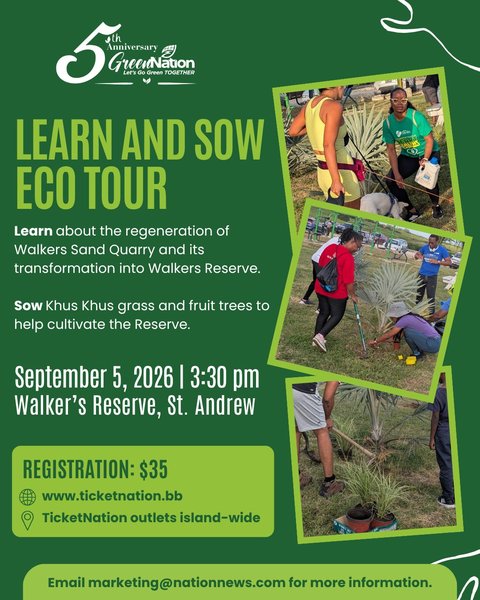 Event poster for Green Nation Learn and Sow Eco Tour