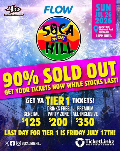 Event poster for Soca On De Hill