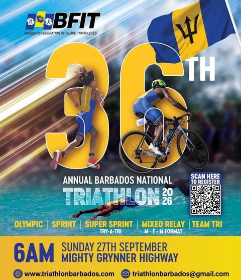 Event poster for Annual Barbados National Triathlon