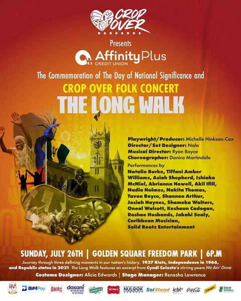 Event poster for The Long Walk (Crop Over Folk Concert)