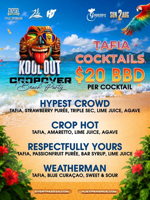 Event poster for Kool Out Crop Over Beach Party
