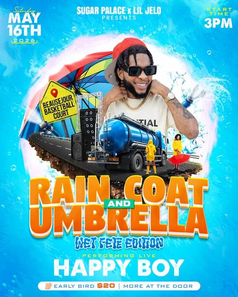 Event poster for Raincoat and Umbrella Wet Fete Edition