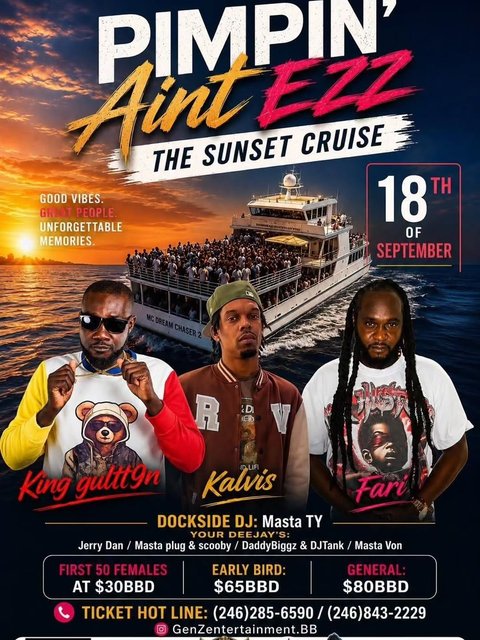 Event poster for Pimpin Aint Ezz - The Sunset Cruise