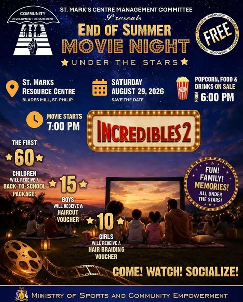 Event poster for End of Summer Movie Night