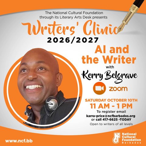 Event poster for Writers' Clinic 2026/2027: AI and the Writer