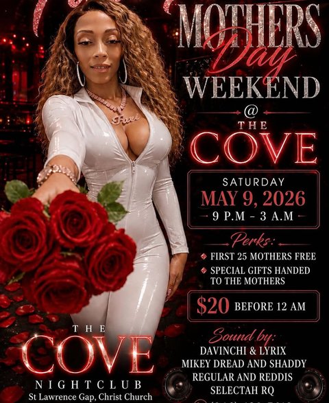 Event poster for Mothers Day Weekend @ The Cove