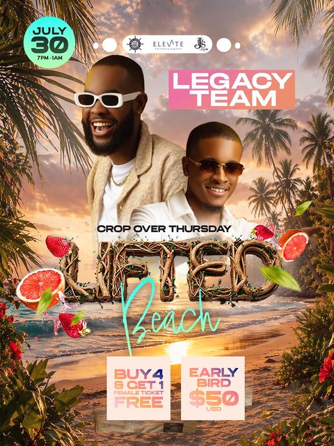 Event poster for LIFTED Beach