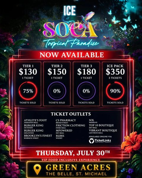 Event poster for ICE SOCA ~ Tropical Paradise 2026