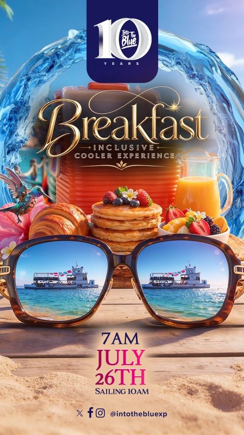 Event poster for Into The Blue Breakfast Inclusive Cooler Experience
