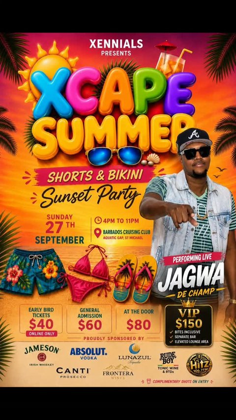 Event poster for Xscape Summer - Shorts & Bikini Sunset Party