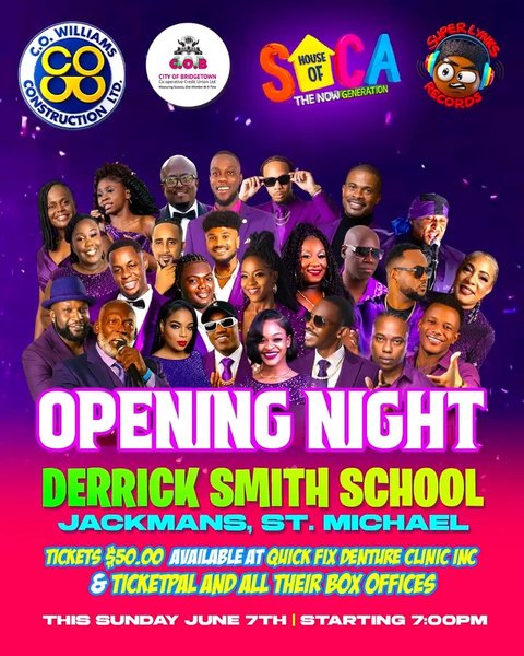 Event poster for The C.O. Williams House of Soca: The Now Generation