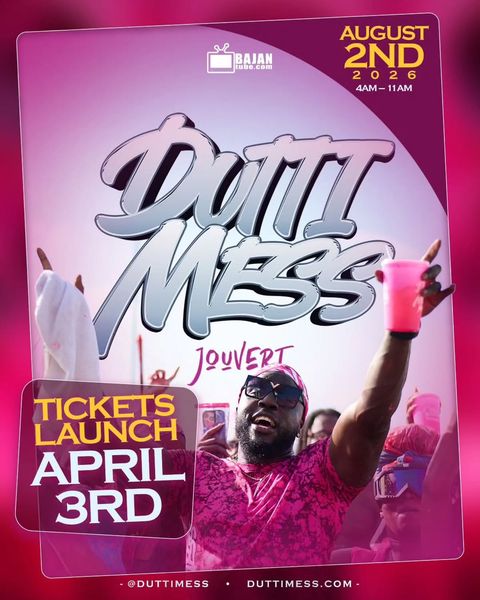 Event poster for Duttimess Blue Badness Jouvert