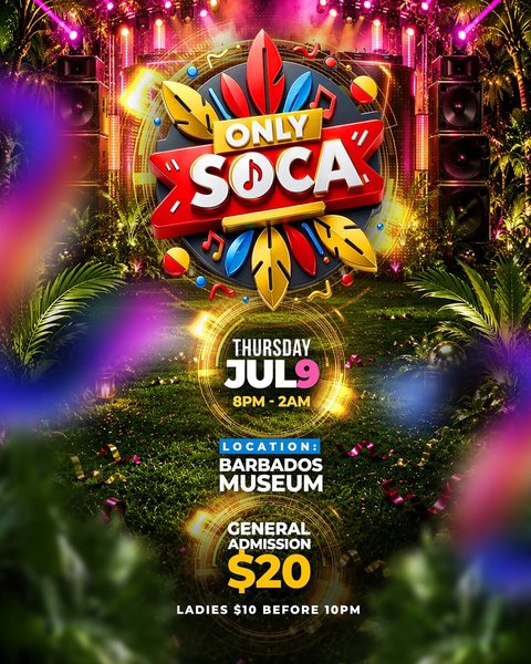 Event poster for Only Soca