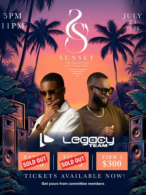 Event poster for Sunset: The Exclusive All-Inclusive Experience