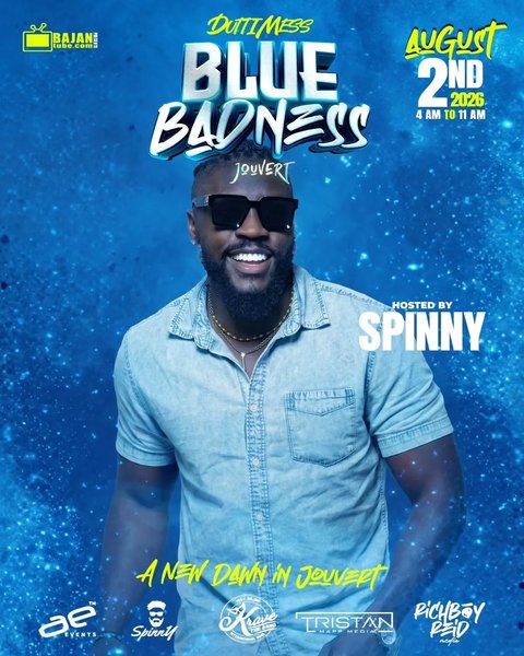Event poster for Duttimess Blue Badness Jouvert