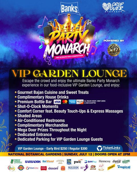 Event poster for Banks Party Monarch VIP Garden Lounge