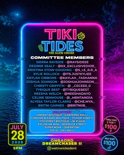 Event poster for TIKI TIDES: The Glow Cruise