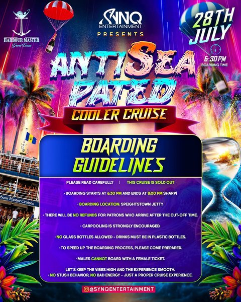 Event poster for Anti Sea Patched Cooler Cruise