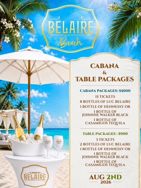 Event poster for Belaire Beach Cabana/Table