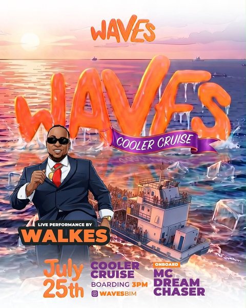Event poster for Wakes Will Be Live on Waves Cruise