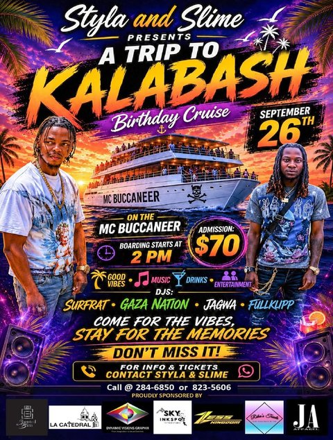 Event poster for A Trip To Kalabash Birthday Cruise