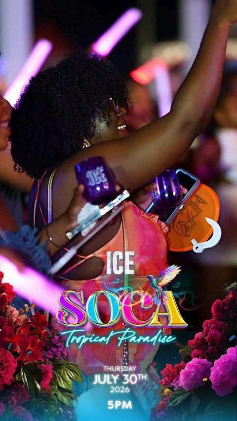 Event poster for ICE SOCA Tropical Paradise