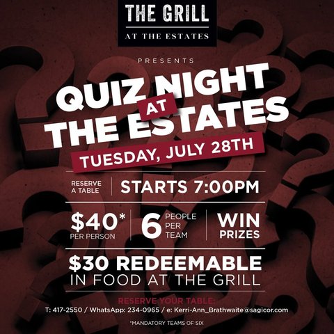 Event poster for Quiz Night At The Estates
