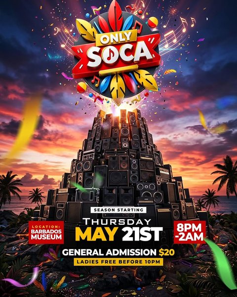 Event poster for ONLY SOCA