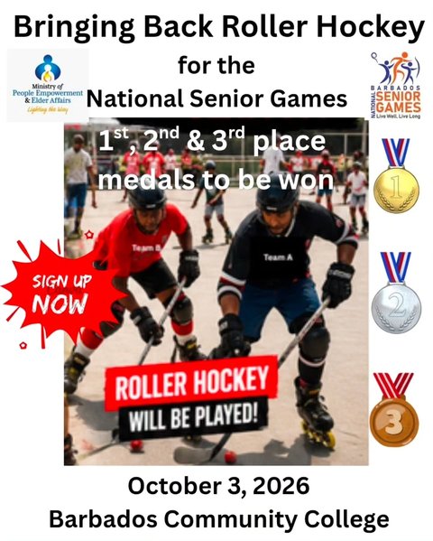 Event poster for National Senior Games Roller Hockey