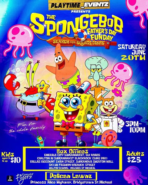 Event poster for The SpongeBob Father's Day Funday: Search for Squarepants!