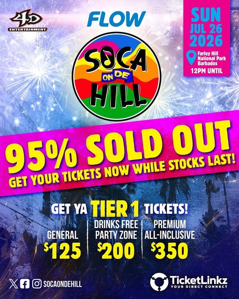 Event poster for Soca On De Hill