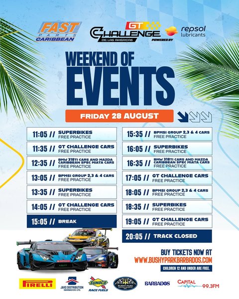 Event poster for Fast Parts Caribbean GT Challenge Series