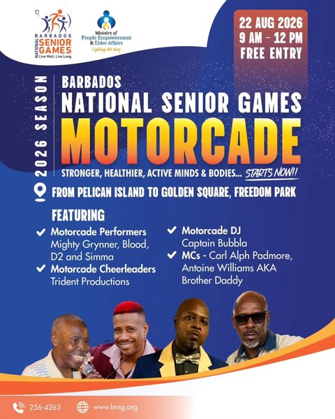 Event poster for Barbados National Senior Games Motorcade