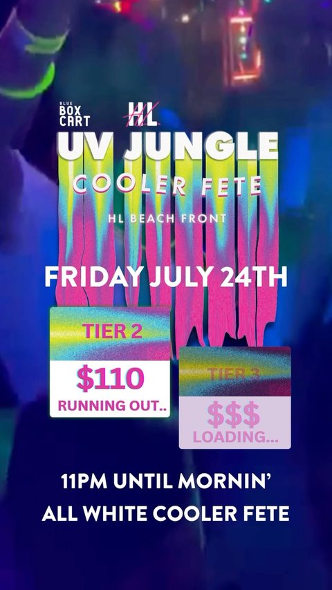 Event poster for UV Jungle Cooler Fete
