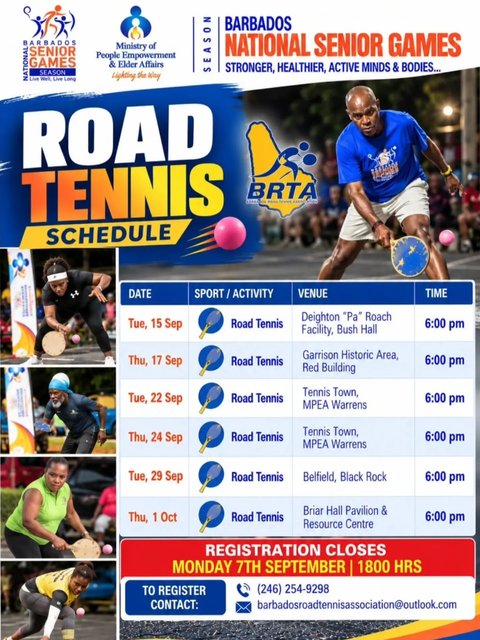 Event poster for Road Tennis Schedule