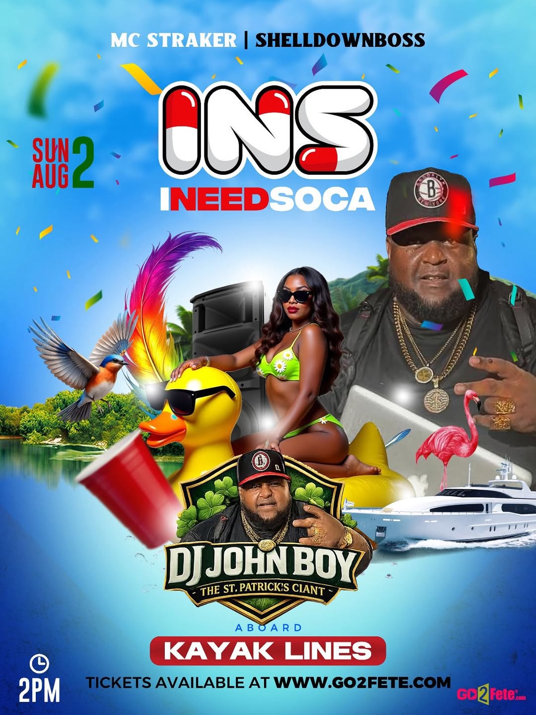 Event poster for I Need Soca - The Boatride Edition