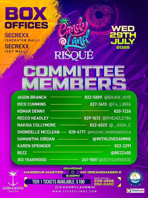 Event poster for Candy Land Risque Committee Members